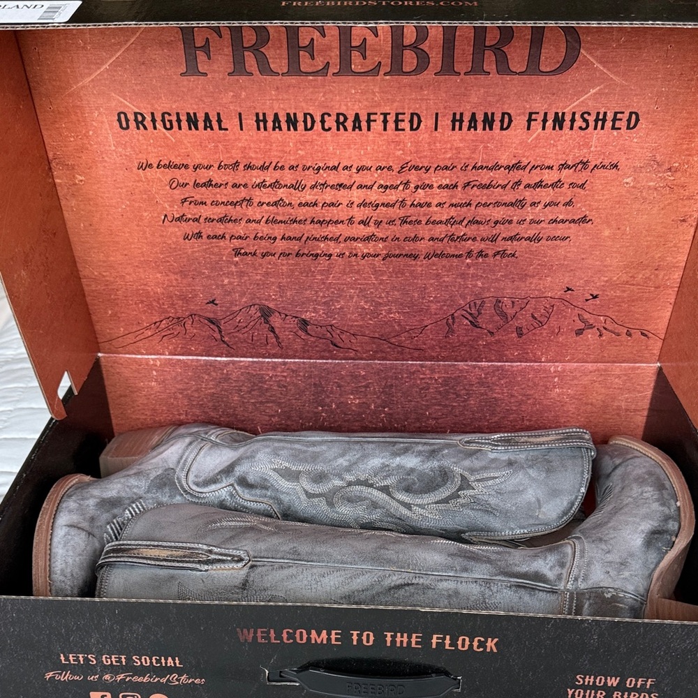 Freebird Distressed Gray Leather Cowboy  Boots